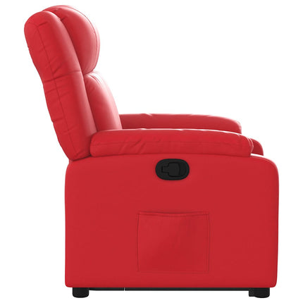 Reclinerfåtölj med uppresningshjälp röd konstläder