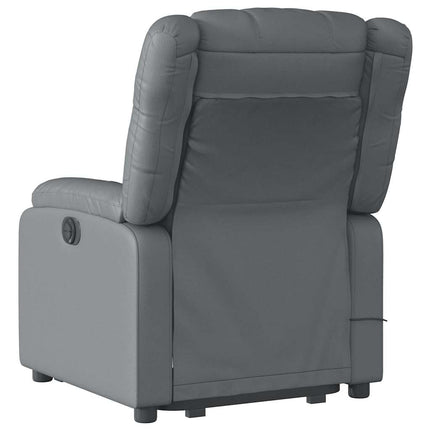 Massagefåtölj med uppresningshjälp Grå konstläder