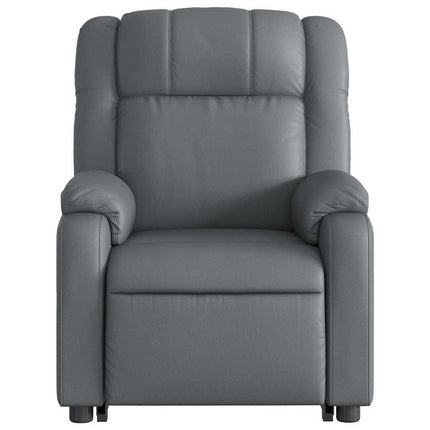 Massagefåtölj med uppresningshjälp Grå konstläder