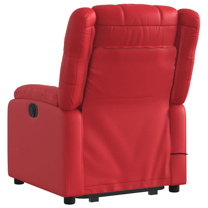 Massagefåtölj med uppresningshjälp röd konstläder