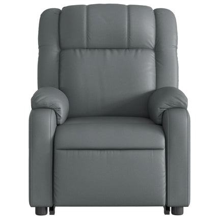 Reclinerfåtölj med uppresningshjälp grå konstläder