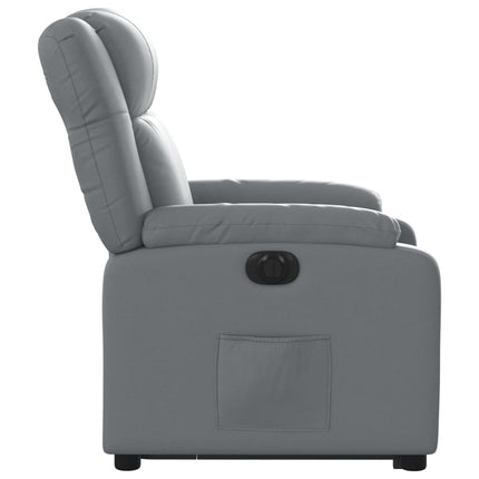 Reclinerfåtölj med uppresningshjälp grå konstläder