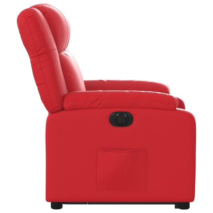 Reclinerfåtölj med uppresningshjälp röd konstläder