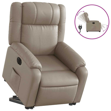 Reclinerfåtölj med uppresningshjälp cappuccino konstläder