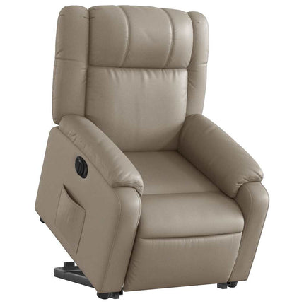 Reclinerfåtölj med uppresningshjälp cappuccino konstläder