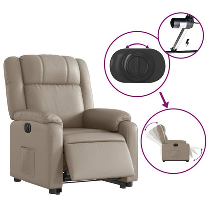 Reclinerfåtölj med uppresningshjälp cappuccino konstläder