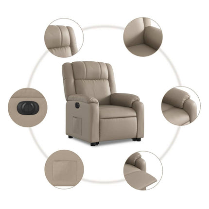 Reclinerfåtölj med uppresningshjälp cappuccino konstläder