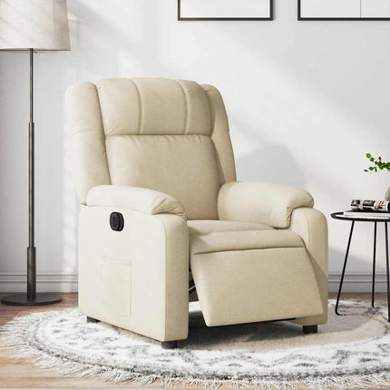 Elektrisk reclinerfåtölj gräddvit tyg