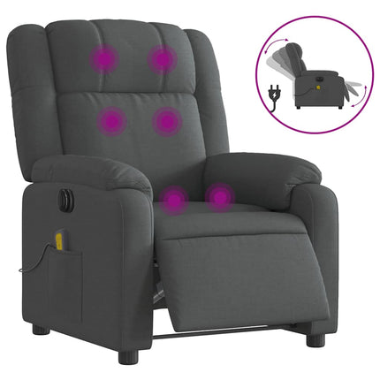 Elektrisk massagefåtölj mörkgrå tyg