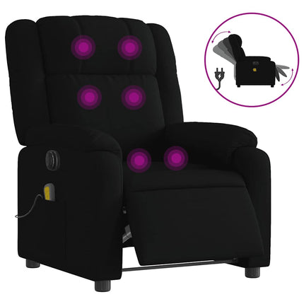 Elektrisk massagefåtölj med uppresningshjälp svart tyg