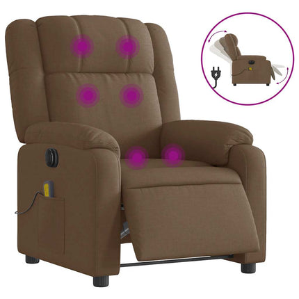 Elektrisk massagefåtölj brun tyg