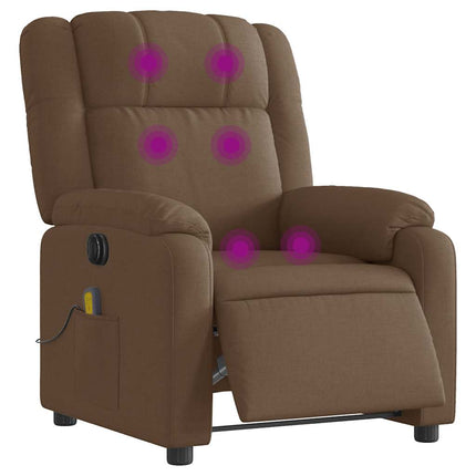 Elektrisk massagefåtölj brun tyg