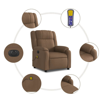 Elektrisk massagefåtölj brun tyg