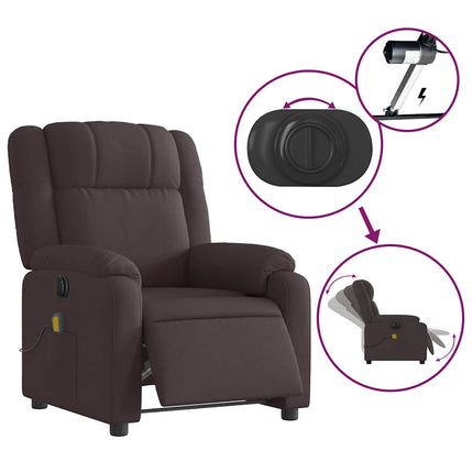 Elektrisk massagefåtölj mörkbrun tyg