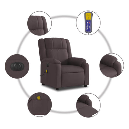 Elektrisk massagefåtölj mörkbrun tyg