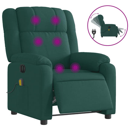Elektrisk massagefåtölj mörkgrön tyg
