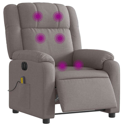 Elektrisk massagefåtölj taupe tyg