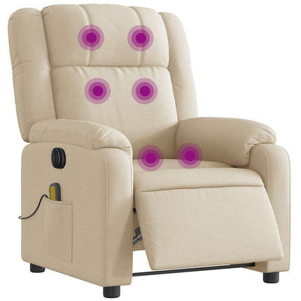 Elektrisk massagefåtölj gräddvit tyg