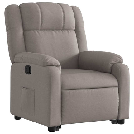 Reclinerfåtölj med uppresningshjälp taupe tyg