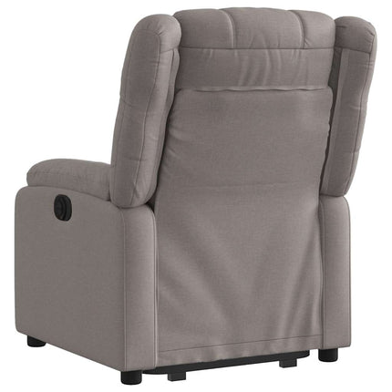 Reclinerfåtölj med uppresningshjälp taupe tyg