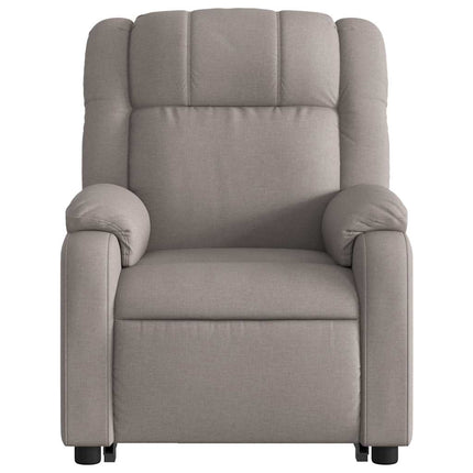 Reclinerfåtölj med uppresningshjälp taupe tyg