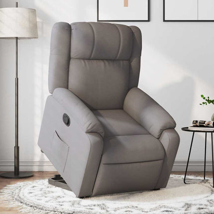 Reclinerfåtölj med uppresningshjälp taupe tyg