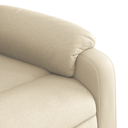 Reclinerfåtölj med uppresningshjälp gräddvit tyg