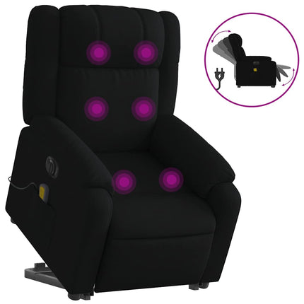 Elektrisk massagefåtölj med uppresningshjälp svart tyg