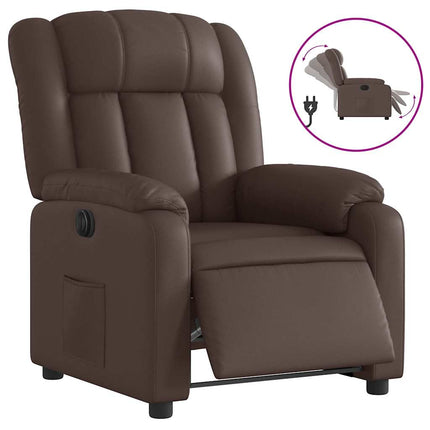 Elektronisk reclinerfåtölj brun konstläder