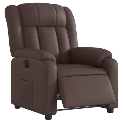 Elektronisk reclinerfåtölj brun konstläder