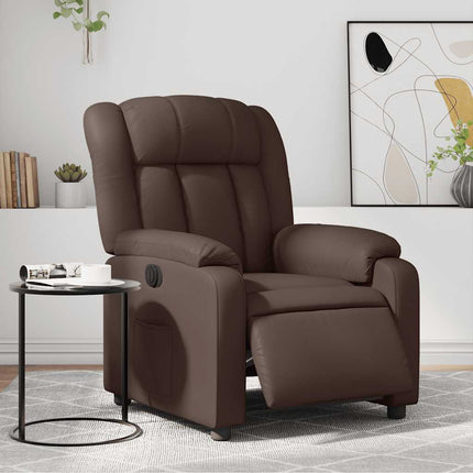 Elektronisk reclinerfåtölj brun konstläder