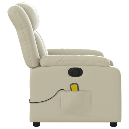 Elektrisk massagefåtölj gräddvit konstläder