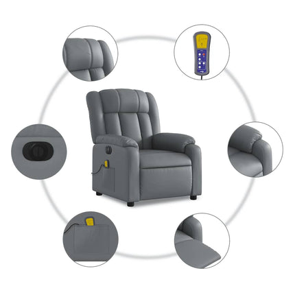 Elektrisk massagefåtölj grå konstläder