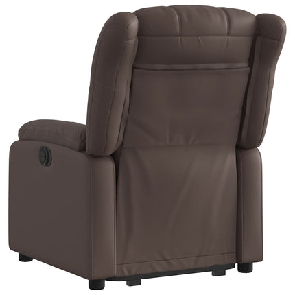 Reclinerfåtölj med uppresningshjälp brun konstläder