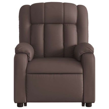 Reclinerfåtölj med uppresningshjälp brun konstläder