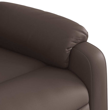Reclinerfåtölj med uppresningshjälp brun konstläder