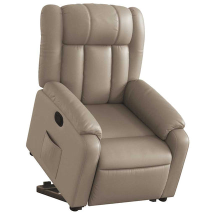 Reclinerfåtölj med uppresningshjälp cappuccino konstläder