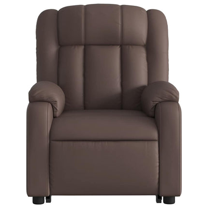 Reclinerfåtölj med uppresningshjälp brun konstläder