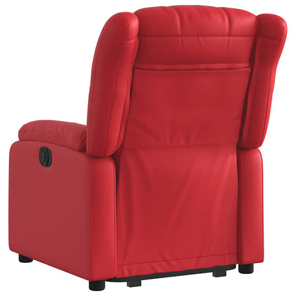 Reclinerfåtölj med uppresningshjälp röd konstläder