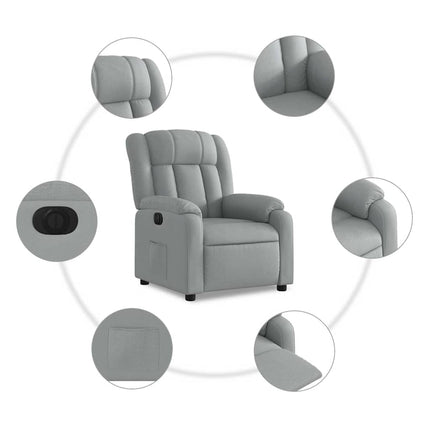 Elektrisk reclinerfåtölj ljusgrå tyg