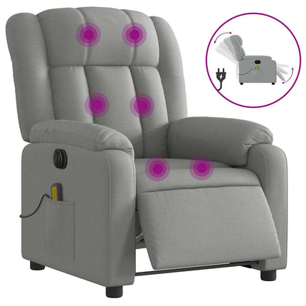 Elektrisk massagefåtölj ljusgrå tyg