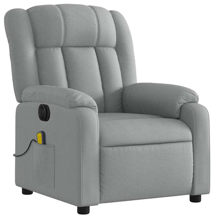 Elektrisk massagefåtölj ljusgrå tyg