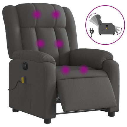 Elektrisk massagefåtölj mörkgrå tyg