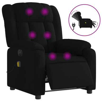 Elektrisk massagefåtölj med uppresningshjälp svart tyg
