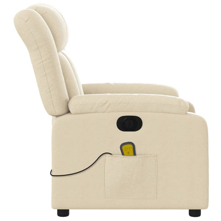 Elektrisk massagefåtölj gräddvit tyg