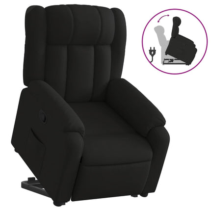 Reclinerfåtölj med uppresningshjälp svart tyg