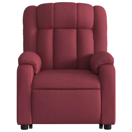 Reclinerfåtölj med uppresningshjälp vinröd tyg