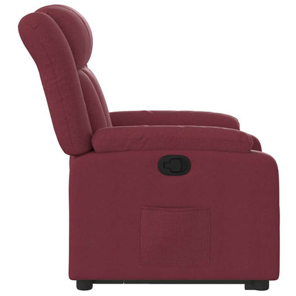 Reclinerfåtölj med uppresningshjälp vinröd tyg