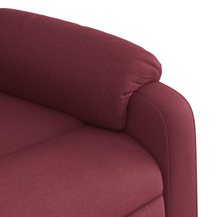 Reclinerfåtölj med uppresningshjälp vinröd tyg