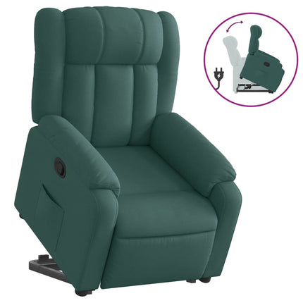 Reclinerfåtölj med uppresningshjälp mörkgrön tyg